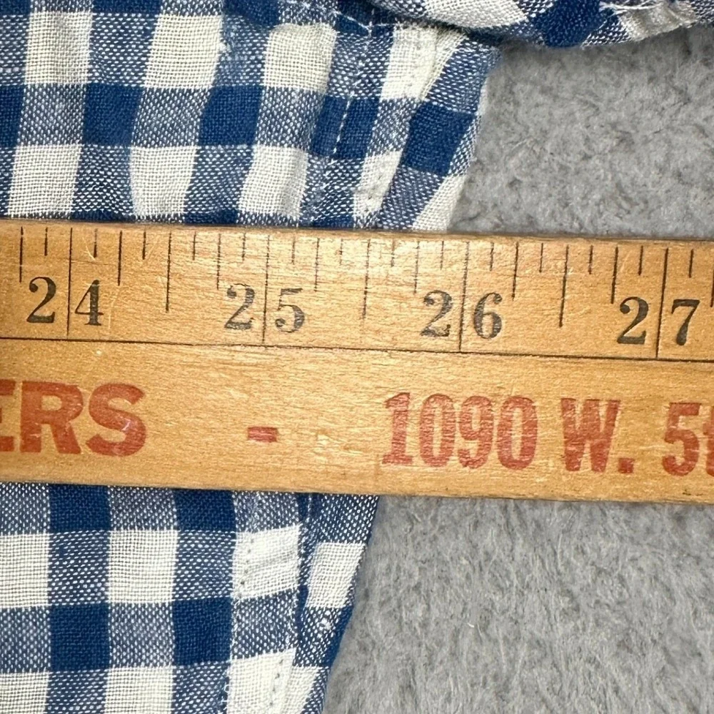 Banana Republic Linen Shirt Mens XL Camden Fit Blue Gingham Button Down Pocket